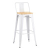 Taburete Con Respaldo Madera - Tolix Blanco
