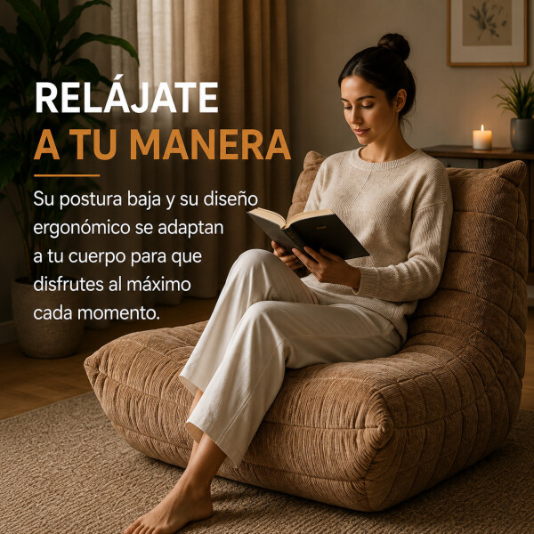 Sillón ComboHome Toggo 1 Cuerpo Lazy Sofa Puff Corderoy Marrón 1