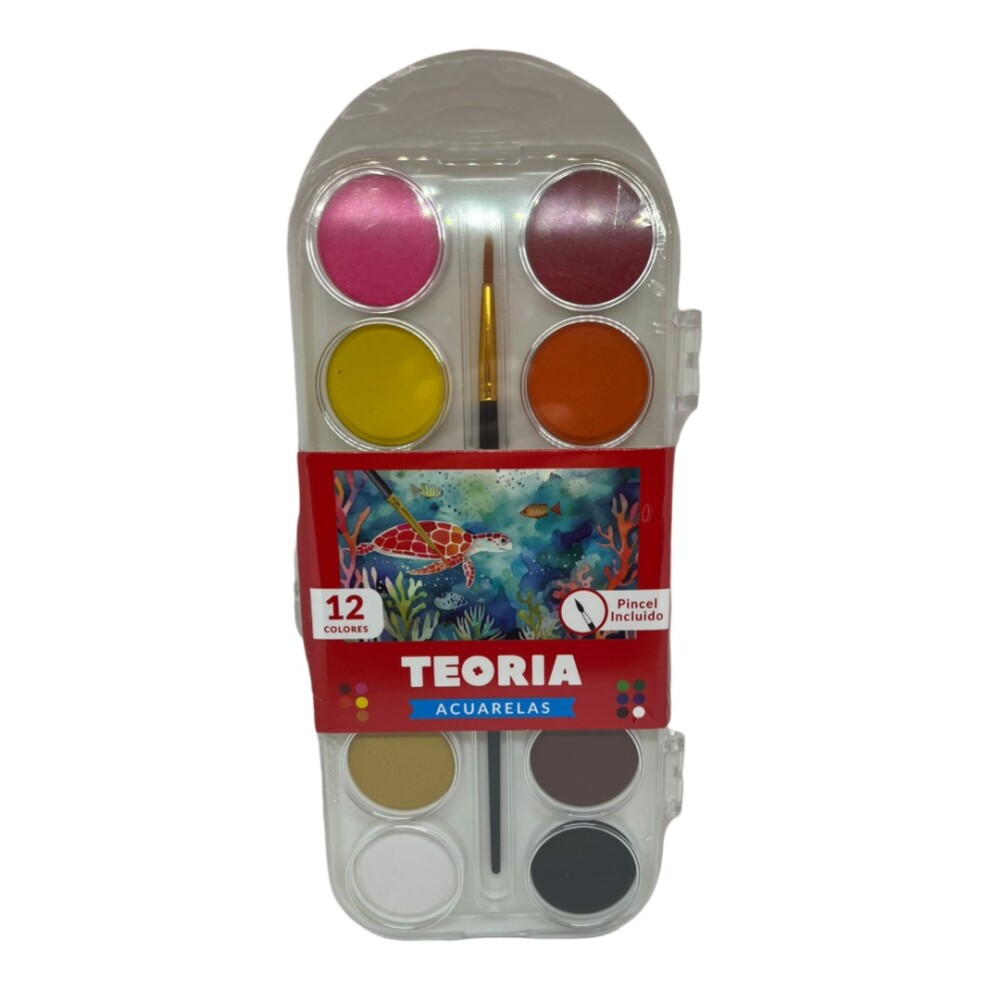 Acuarelas x12 Teoría+ Grande + Pincel #Acuarelas x 12 Teoría+ Grande + Pincel
