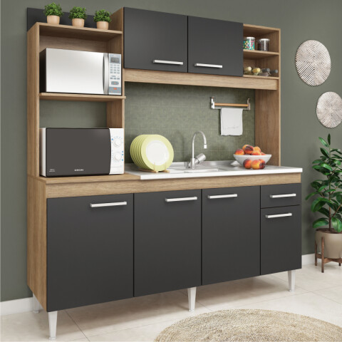 Kit de Cocina Compacta 6 Puertas 1 Cajón 177 x 189 x 52 cm Teka /Grafito