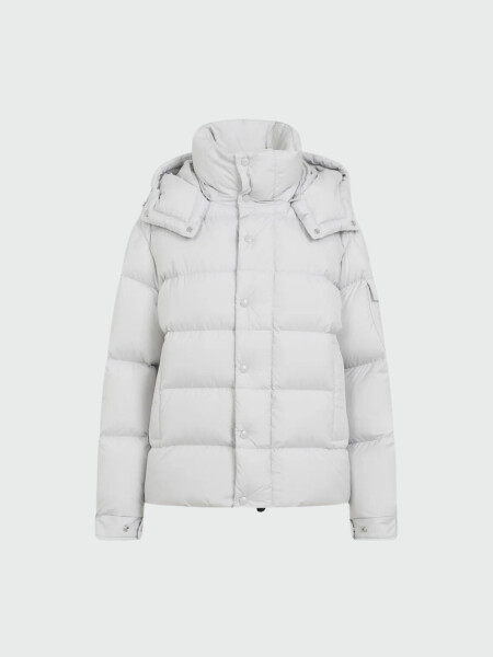 Moncler - Campera rellena de plumas con capucha desmontable, Maya Gris
