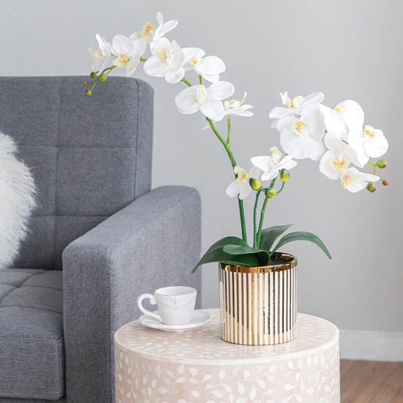 ORQUIDEA ARTIFICIAL C/BASE 24x15x52CM DORADO ORQUIDEA ARTIFICIAL C/BASE 24x15x52CM DORADO