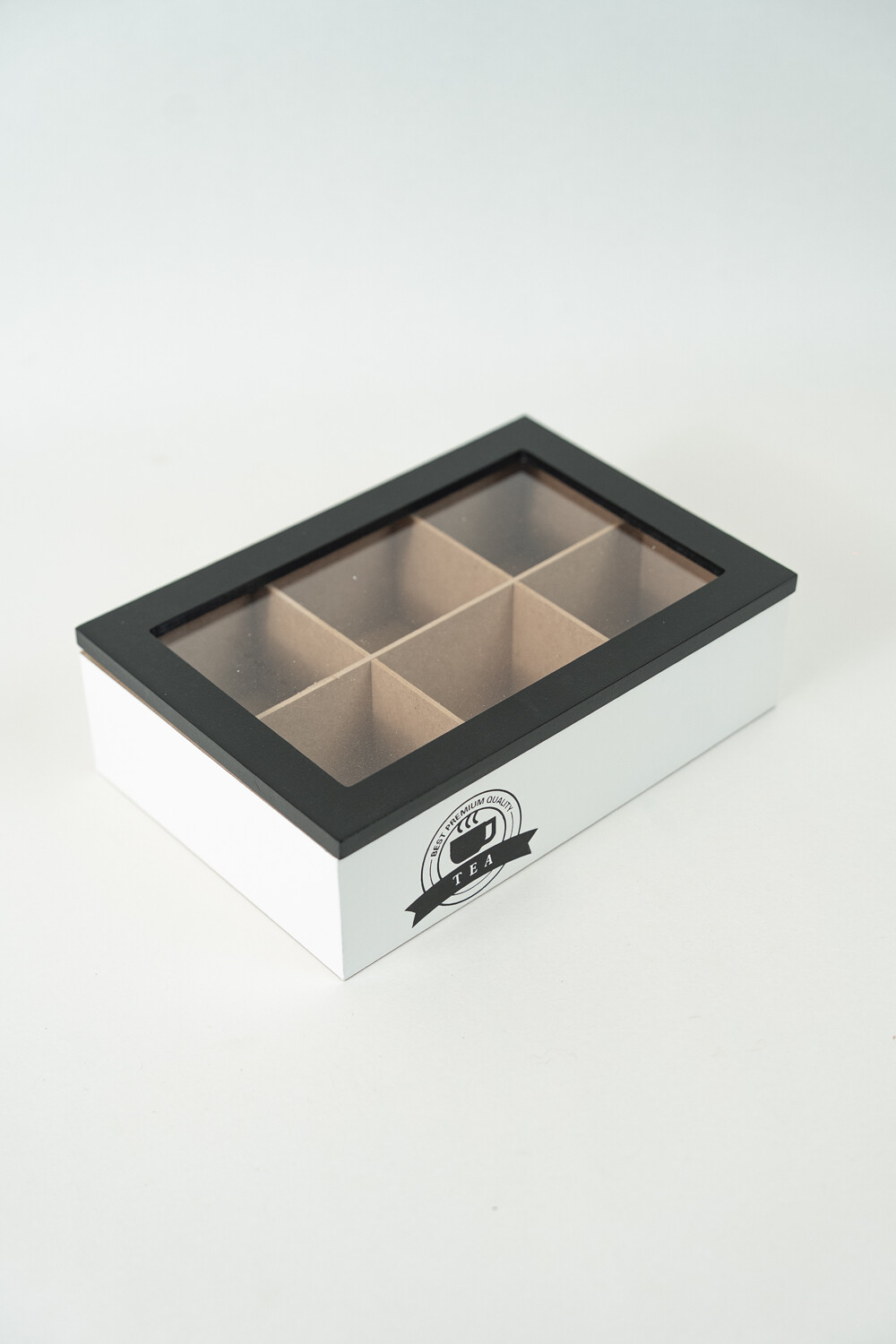 Caja Para Té Aryel, 6 Separaciones. Negro