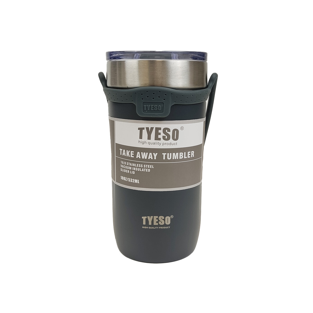 Botella Térmica 550 Ml Con Asa De Silicona - Gris 