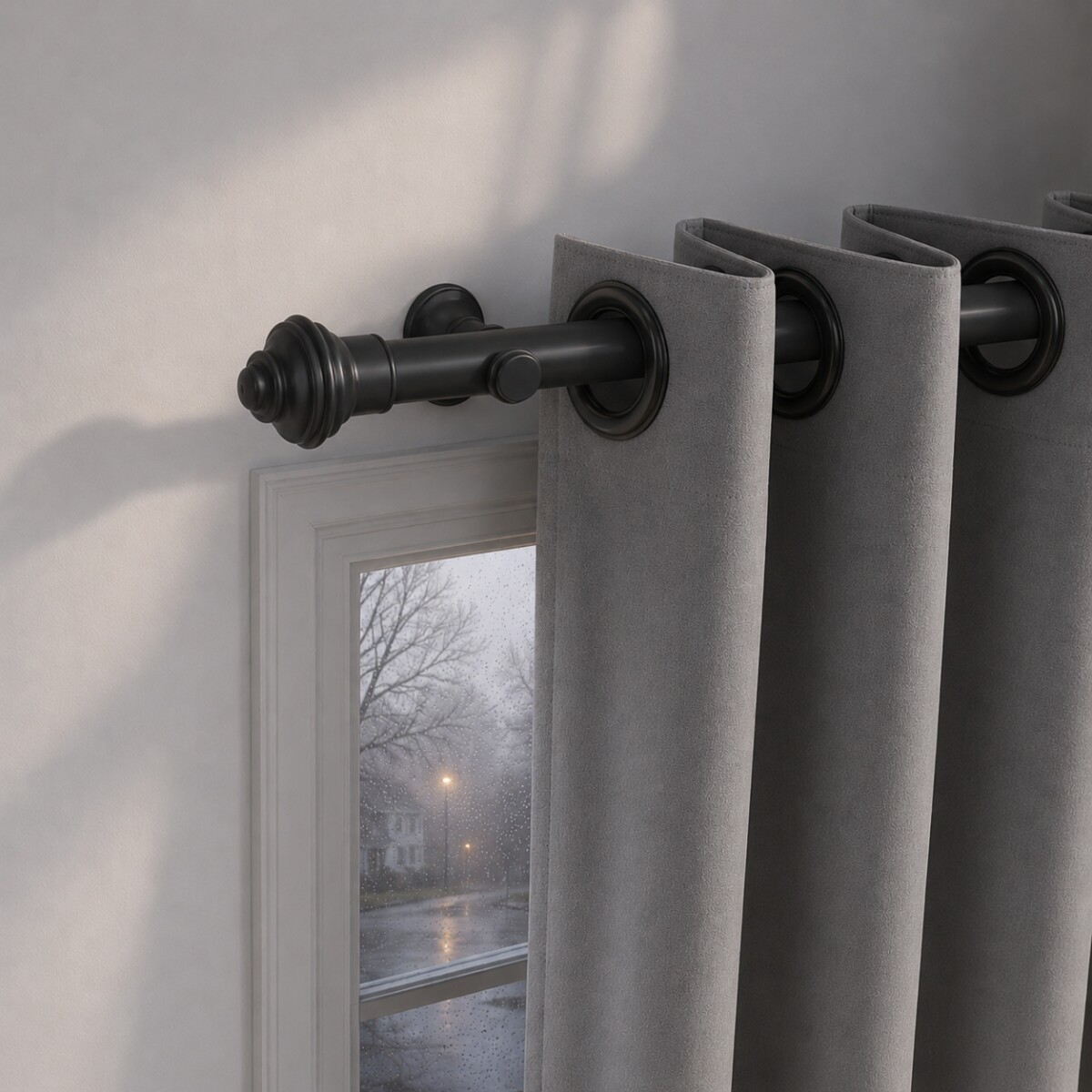 Barrote cortina metal Eurometal 2,0m + 2 soportes - NEGRO 