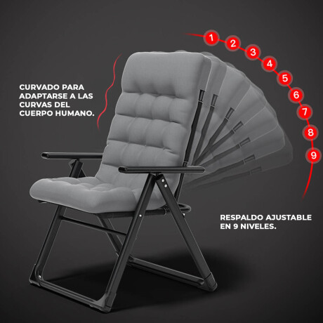 Silla Cama Reclinable Para Escritorio + Posa Pies Gris