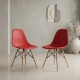 Pack 2 Sillas De Comedor Eames Lumax De Diseño Moderno Con Patas De Madera Rojo