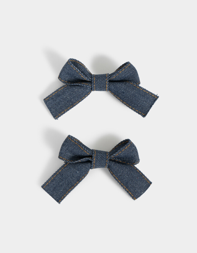 Piquitos De denim Set De Piquitos Moño Denim - Azul Oscuro