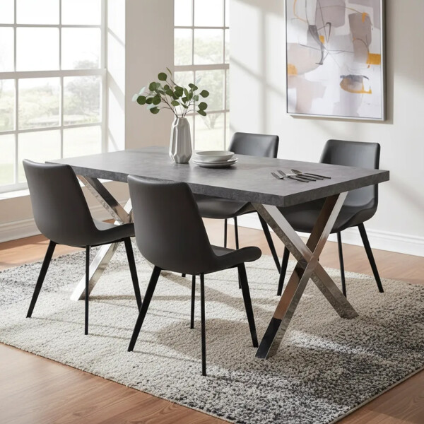 Juego De Comedor 4 Sillas Ecocuero Mesa Patas Metalicas Juego De Comedor 4 Sillas Ecocuero Mesa Patas Metalicas