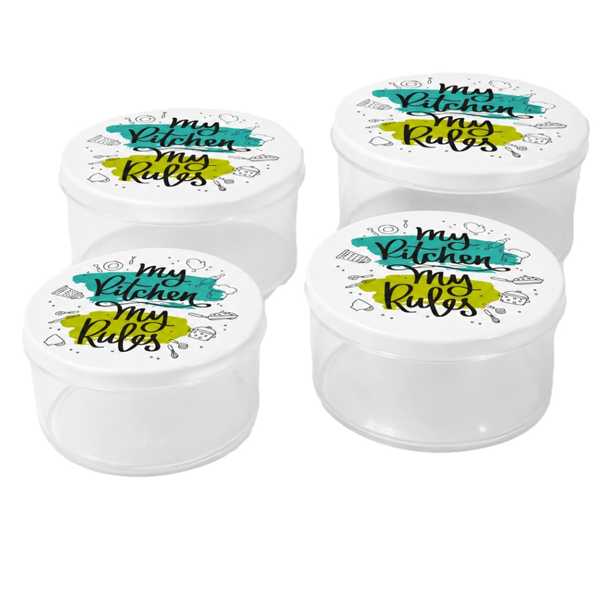 RECIPIENTE X4PCS REDONDO C/TAPA DISEÑO 