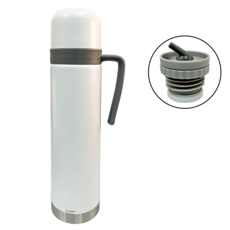 Termo Comet 750 ml Acero Inoxidable con Asa Fija y Pico Cebador BLANCO