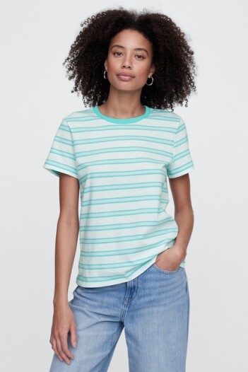 Remera A Rayas Cuello Redondo Mujer Blue Water 228