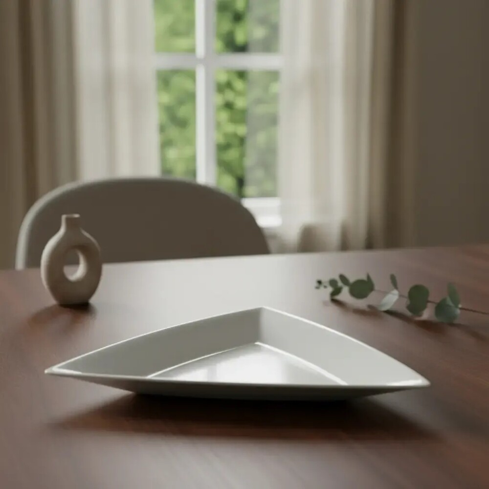 Plato Triangular blanco H 20cms. L22 K-301 Plato Triangular blanco H 20cms. L22 K-301