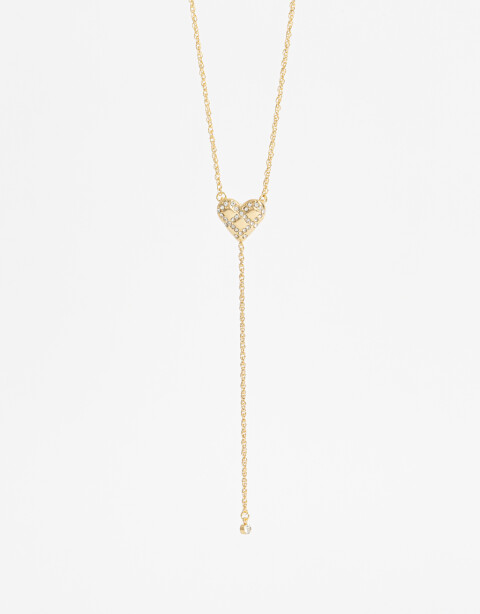Collares Largos Strass Collar Largo Corazón - Dorado