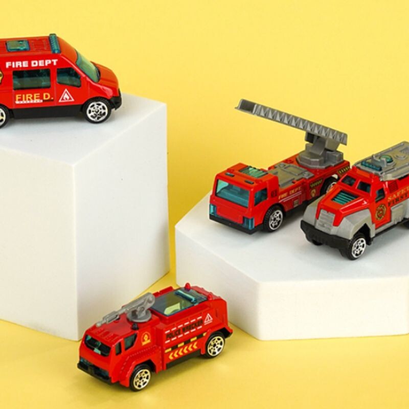Set 4 Camioncitos De Bomberos De Juguete - Pull Back Set 4 Camioncitos De Bomberos De Juguete - Pull Back