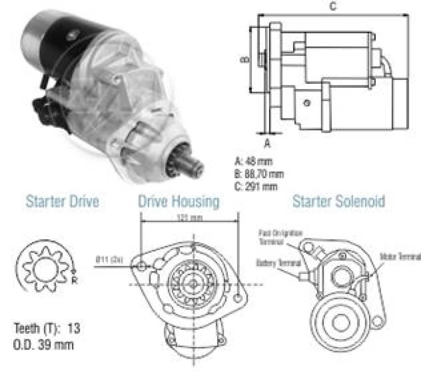 ARRANQUE - CASE MAQUINARIA N.DENSO 12V 13D 39MM ZM 