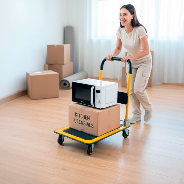Carro Carrito Carga Plegable Plataforma Ruedas 150 Kg Color Amarillo Negro