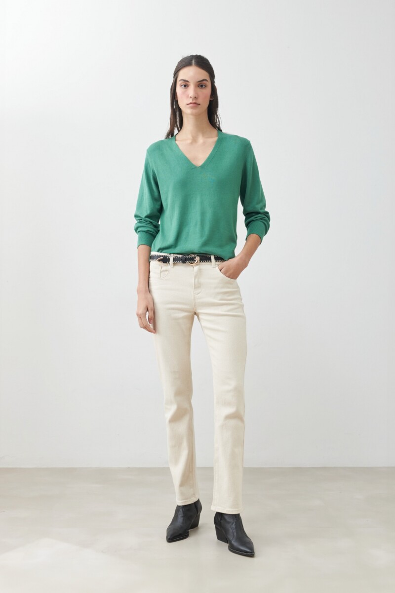 Sweater escote V verde