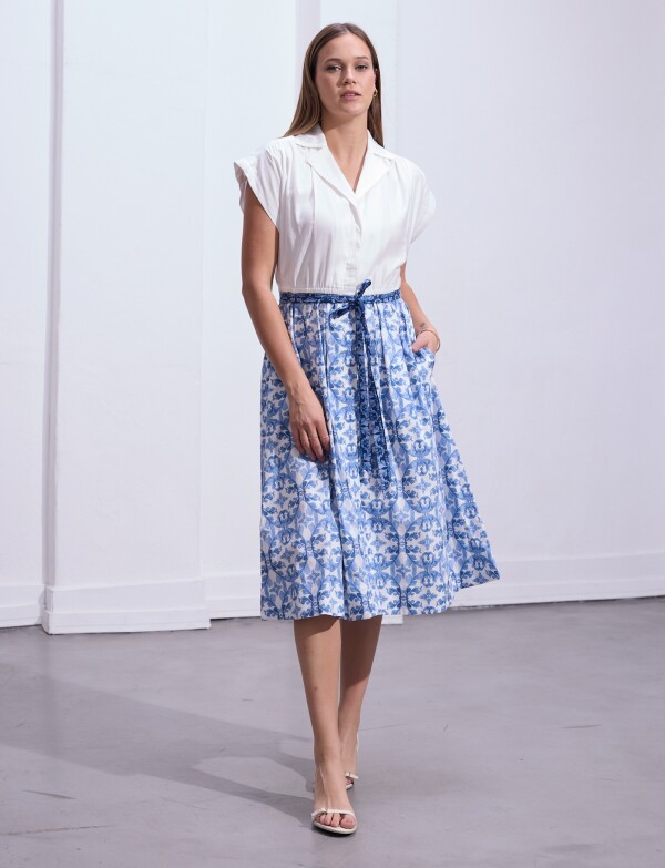 Vestido Esc Camisa L CELESTE/MULTI