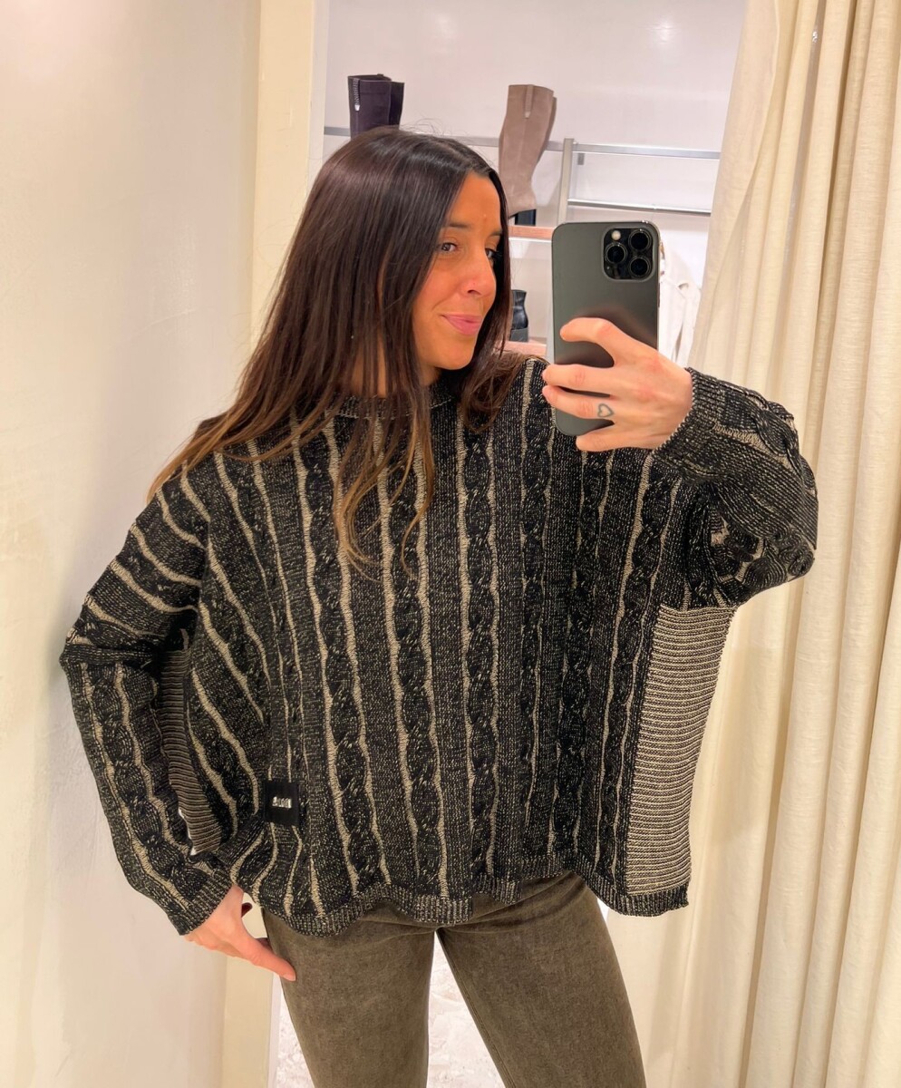 Sweater Oceano Crop - Negro/Vison 