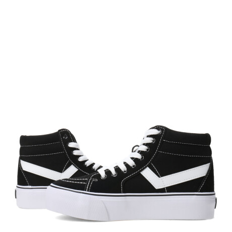 Bota Unisex PONY Plataforma Casual Lona Negro - Blanco