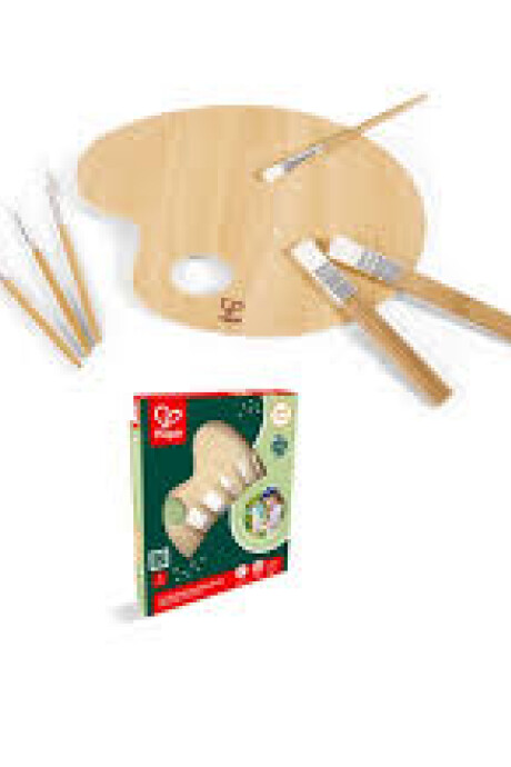 PALETA DE BAMBU CON PINCELES PALETA DE BAMBU CON PINCELES