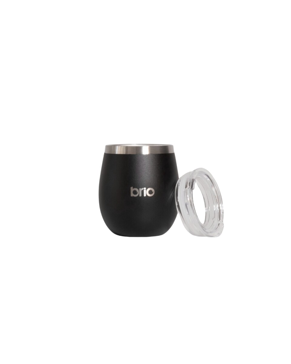 Mate Con Tapa De Acero Inox brio Redondo - Negro 