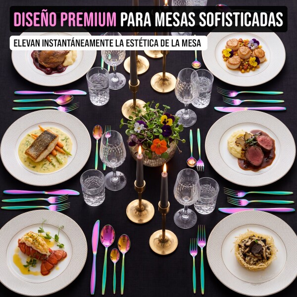 Set x24 Cubiertos de Acero Inoxidable Cuchillos tenedor cucharas Cocina IMBACK Multicolor Set x24 Cubiertos de Acero Inoxidable Cuchillos tenedor cucharas Cocina IMBACK Multicolor