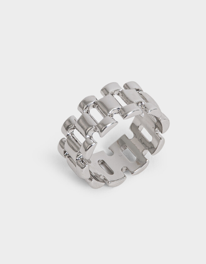 Anillos Medianos y Grandes De metal Anillo De Metal Bold - Plateado