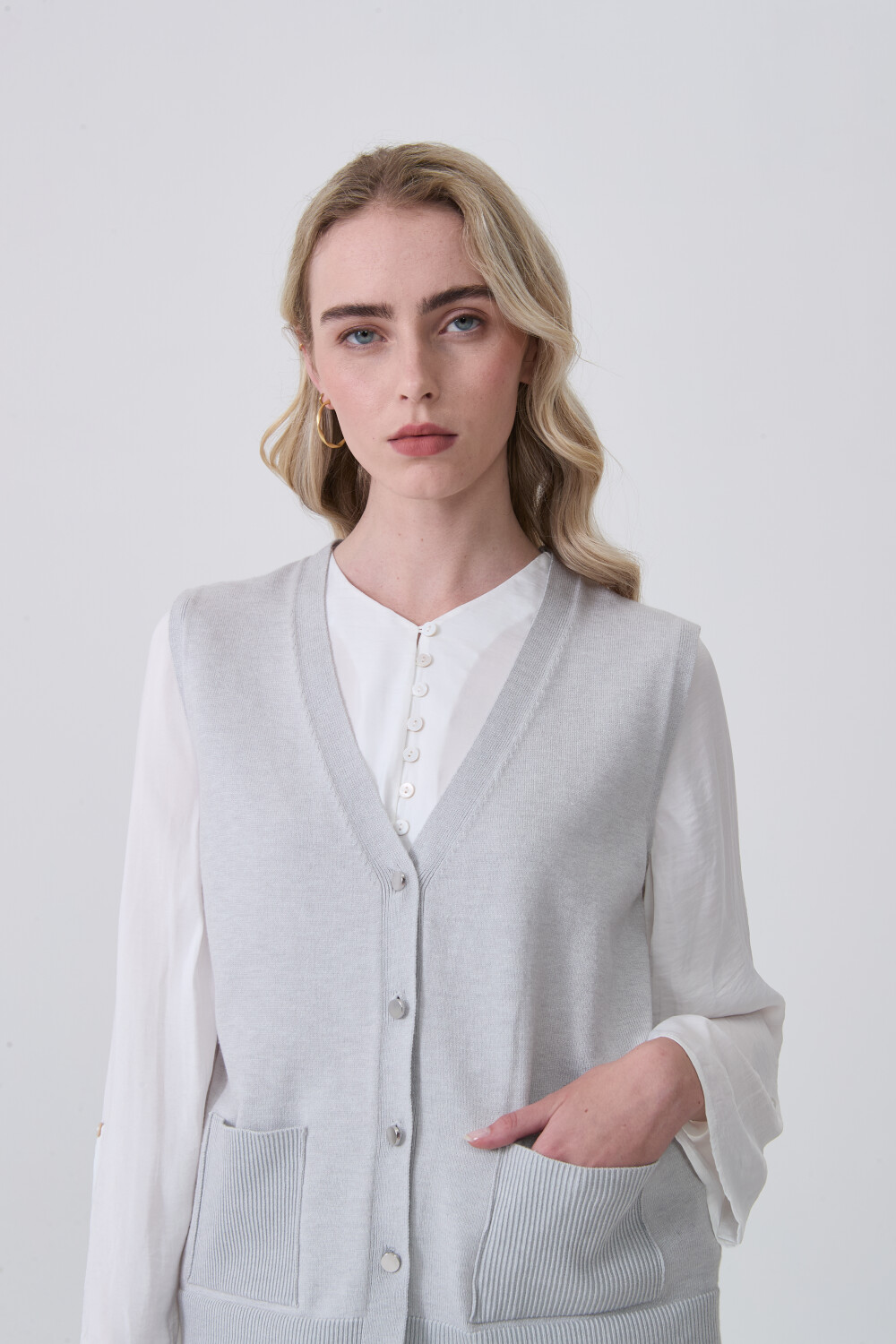 Chaleco Tebal Gris Melange