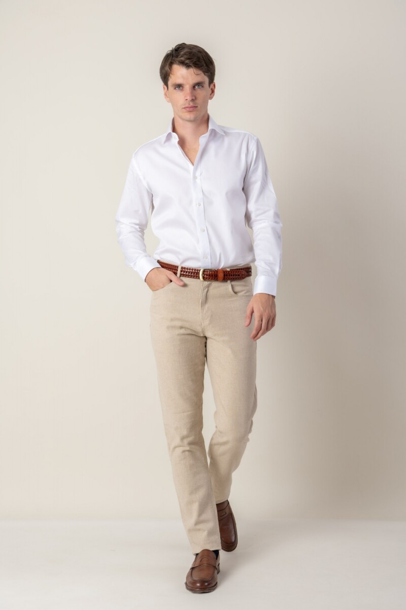 Pantalón 5 bolsillos de Lino - Beige 