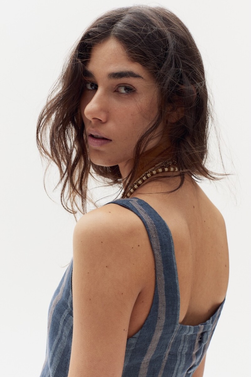 Top Mei en Lino Dusk Stripes