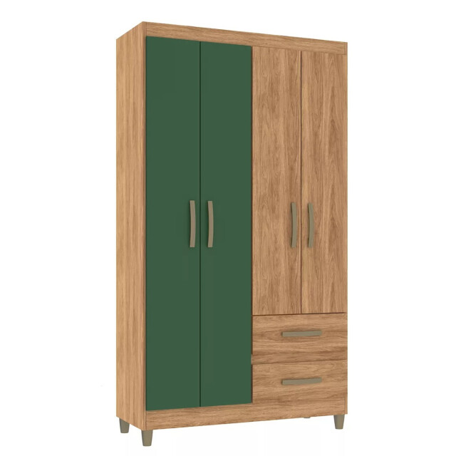 ROPERO 4 PUERTAS 2 CAJONES GUARDARROPA ARMARIO CLOSET PLACARD COLOR MADERA VERDE