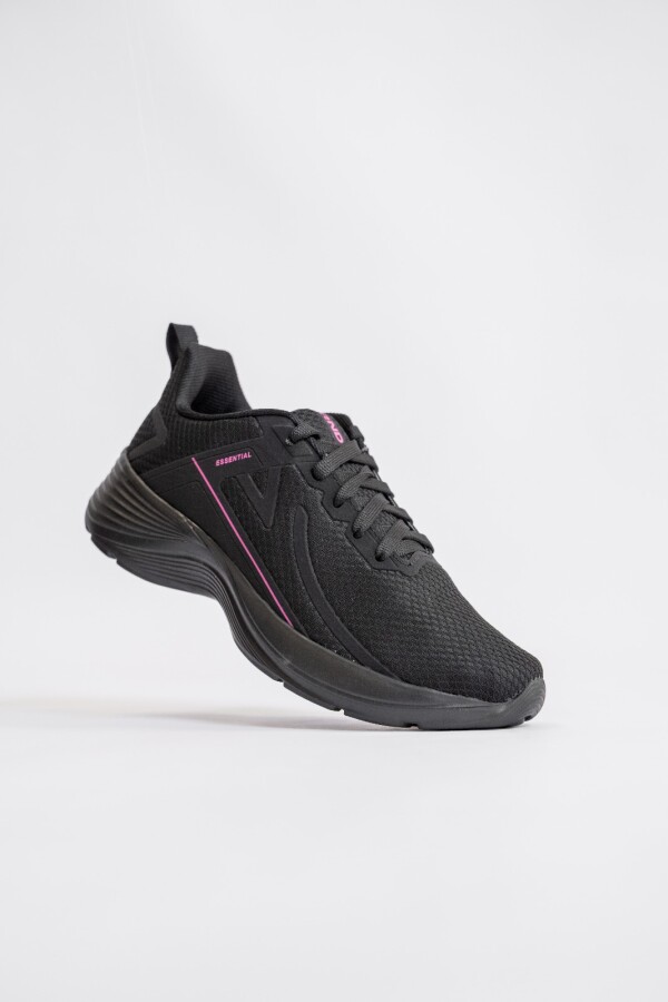 Calzado Deportivo. Negro con Rosa.