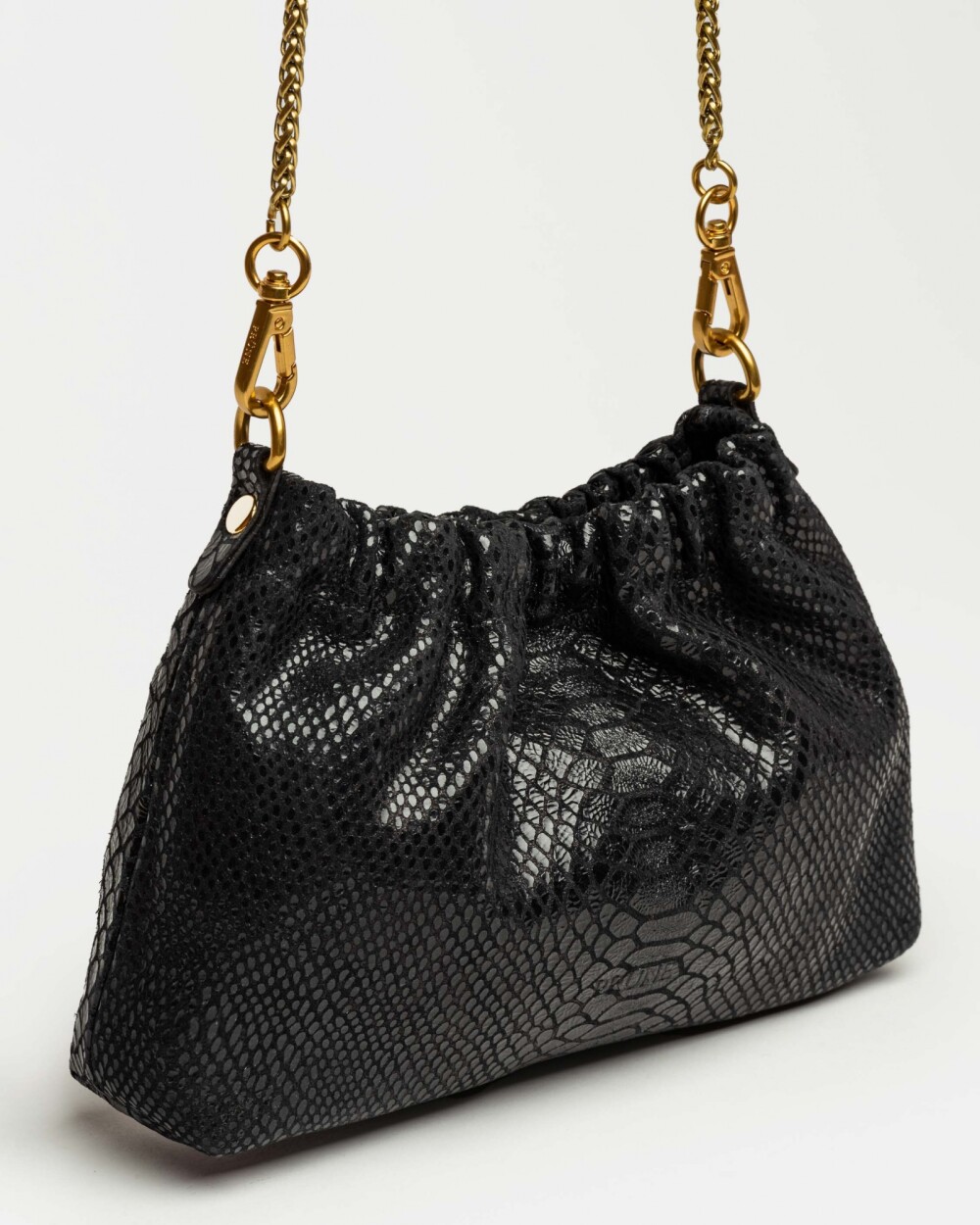 Mini Bag Gina en cuero gamuza anaconda Negro