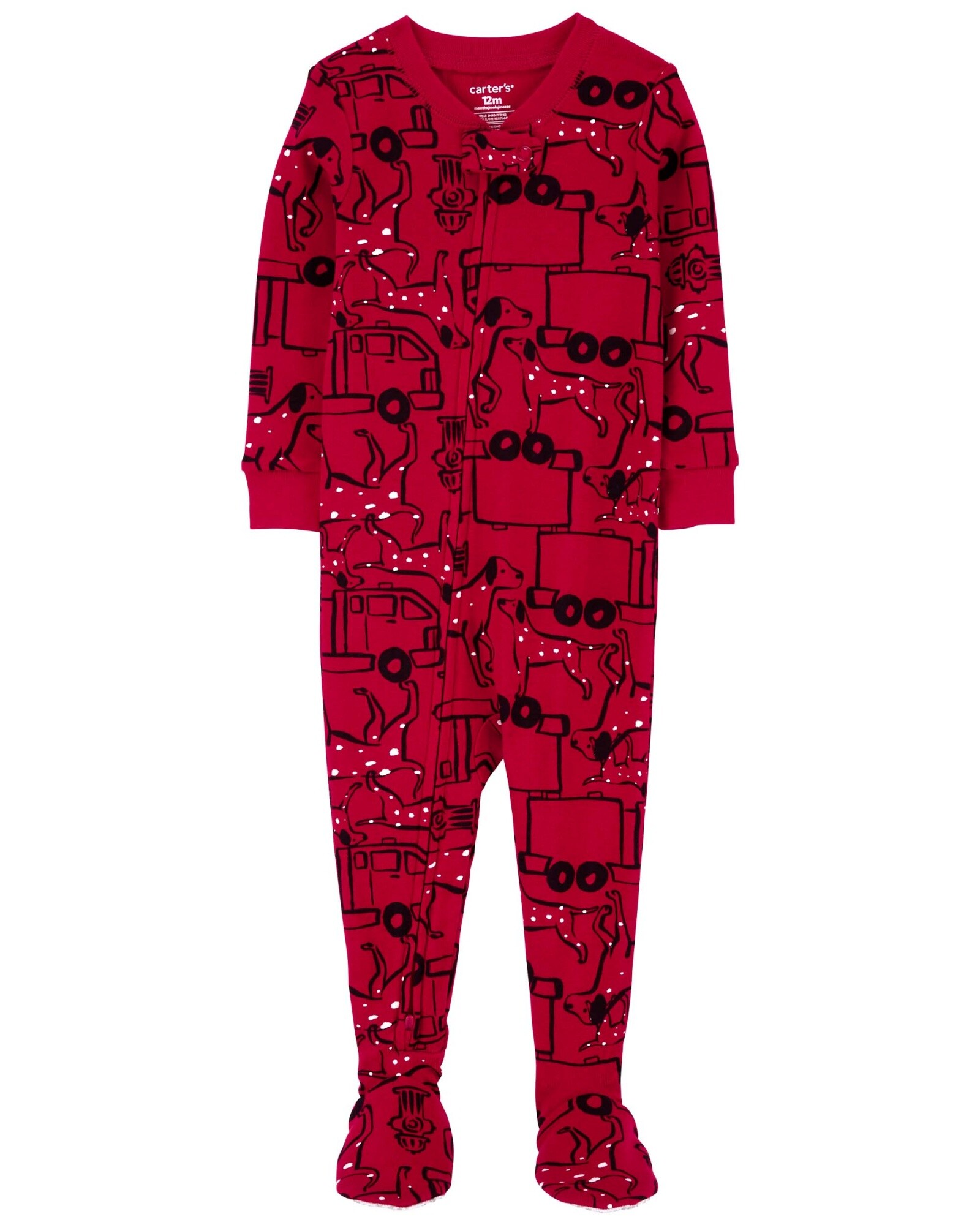 Pijama una pieza de algodón, con pie, diseño dálmatas Sin color