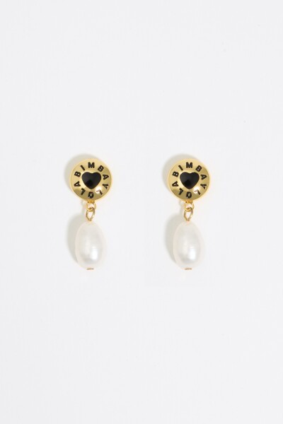 PENDIENTES PERLAS Y LOGO CANDY Oro