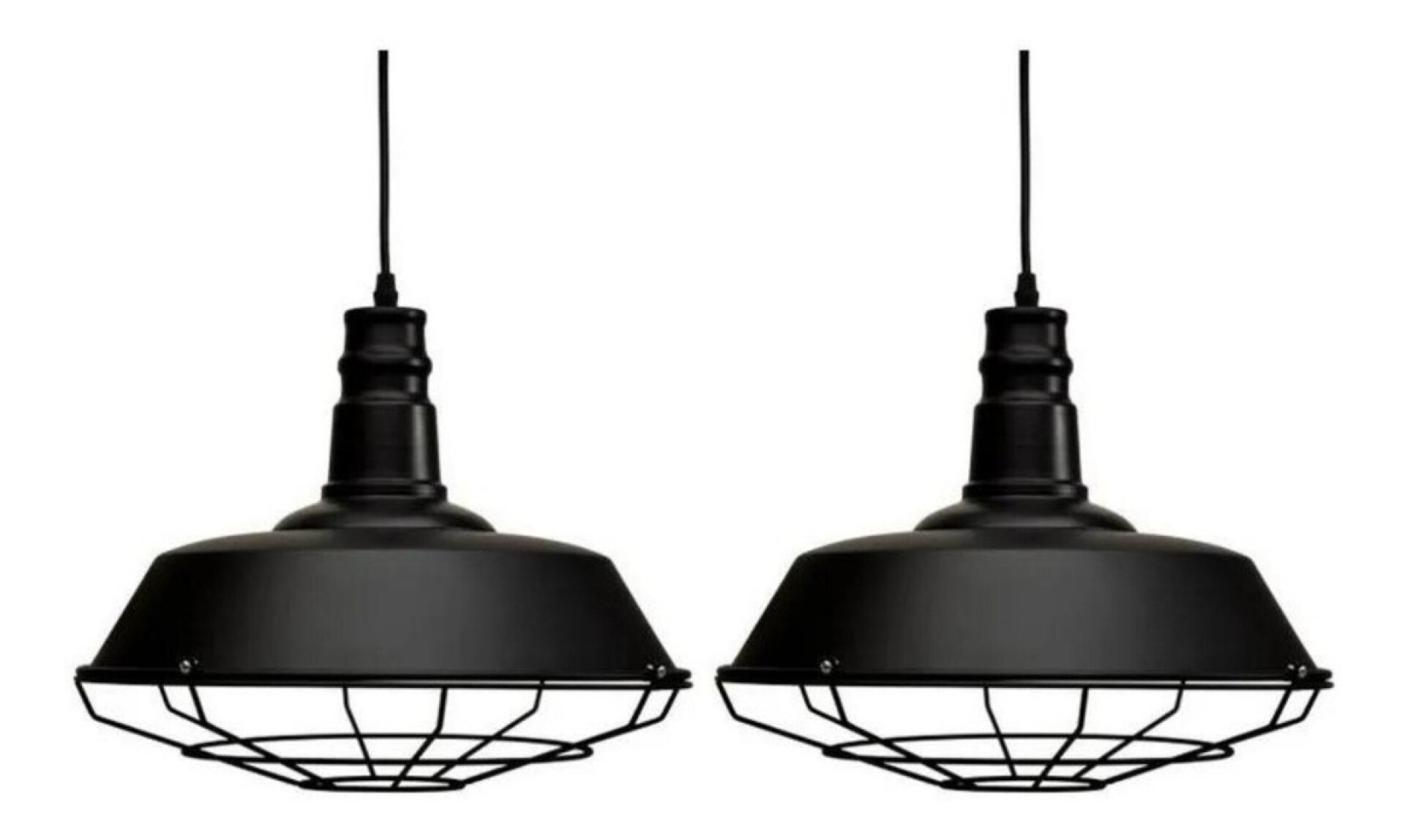 Lamparas Colgantes Vintage 26cm X2 Unidades Calidad Superior - Negro 