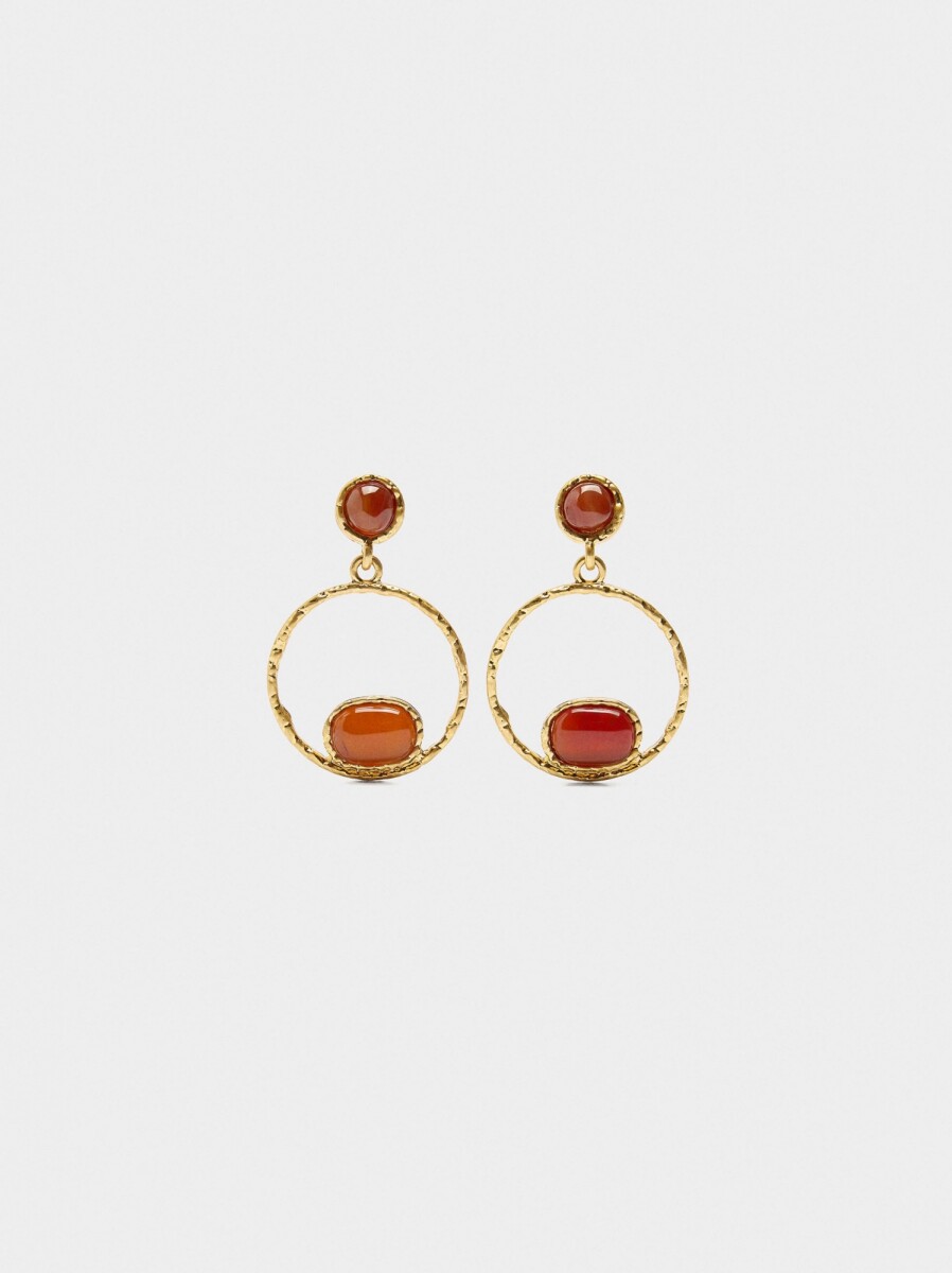 Pendientes Largos Con Piedras - naranja 