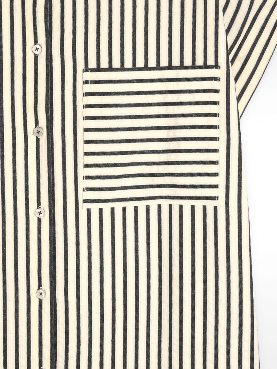 Vestido Camisero A Rayas negro