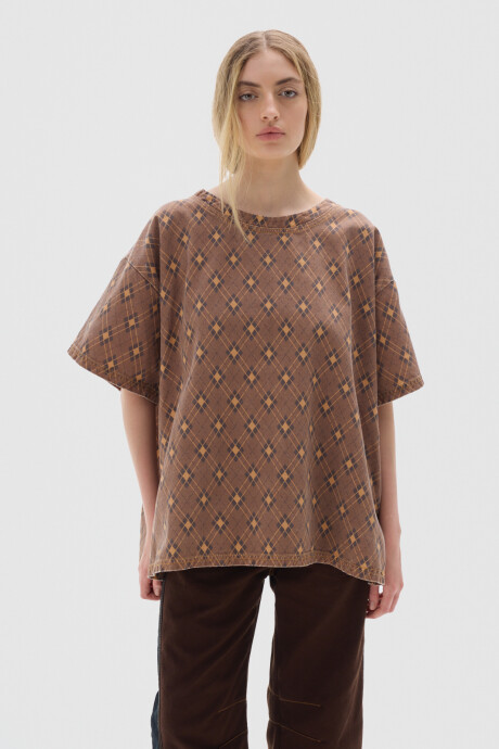 T-shirt Row Print Brown