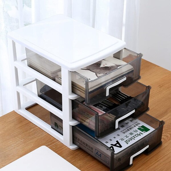 Organizador Plastico 3 Cajones Niveles Multiuso Baño Oficina Color Variante Blanco