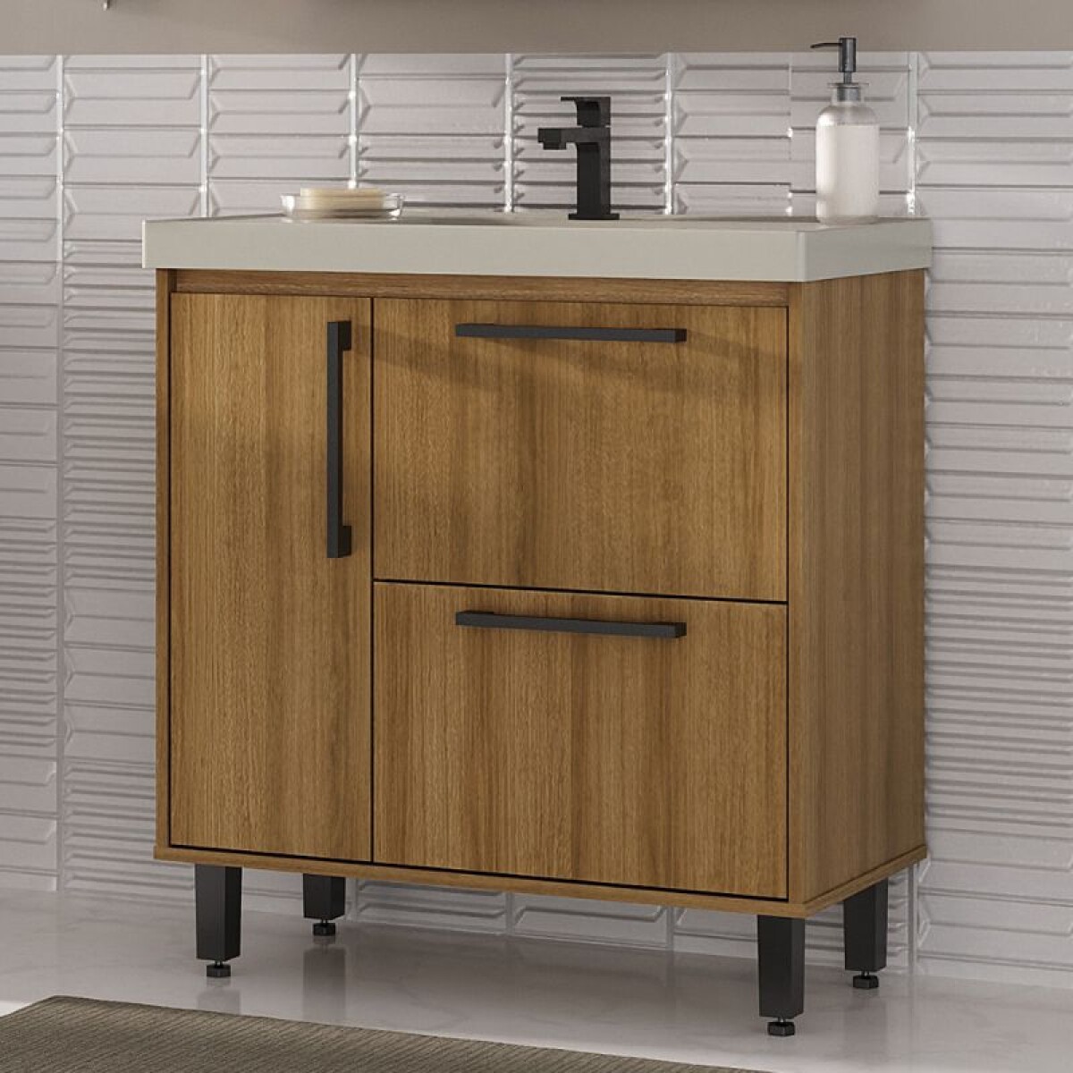 MUEBLE DE BAÑO 80 CM CON MESADA - MIEL/ARENA 