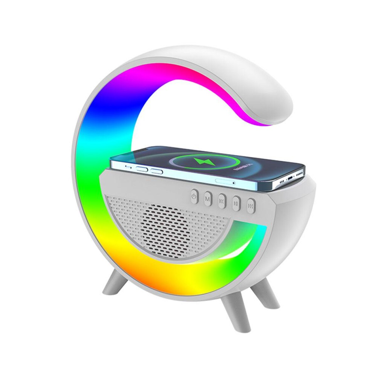 Parlante Cargador Inalámbrico Bluetooth Rgb - BLANCO 