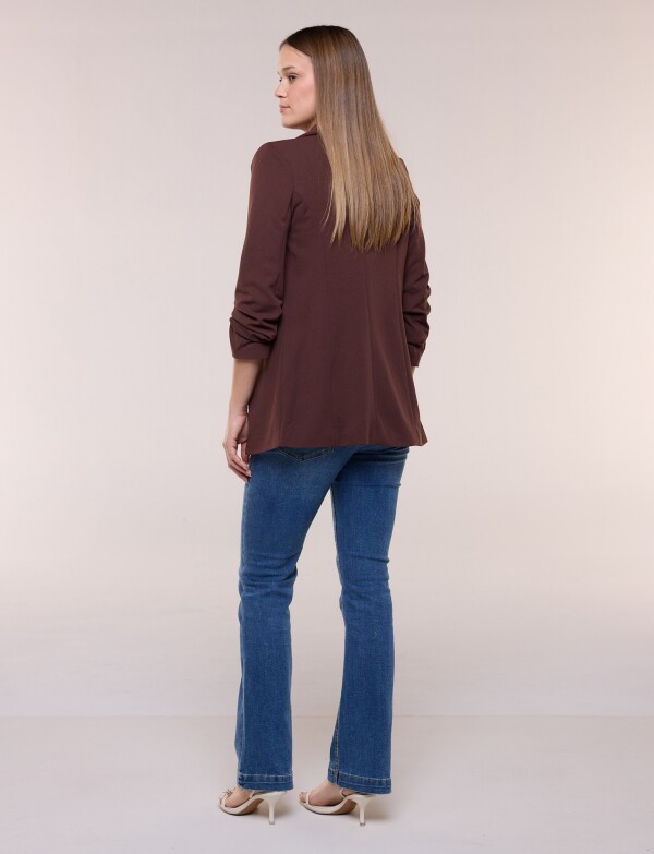 Blazer Crepe Manga Fruncida MARRON