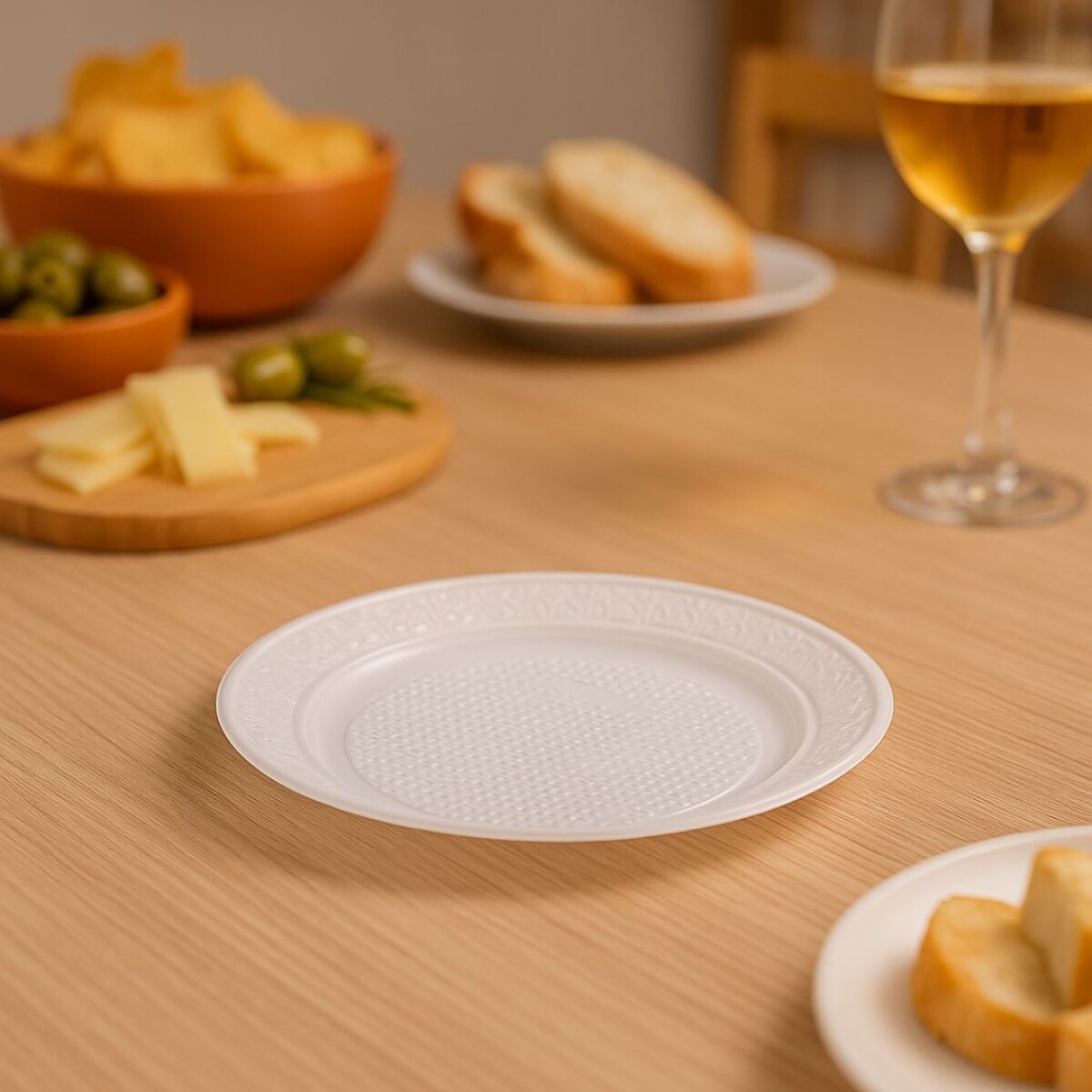 Platos Descartable de Plastico 21cm x 10 unidades - Blanco 