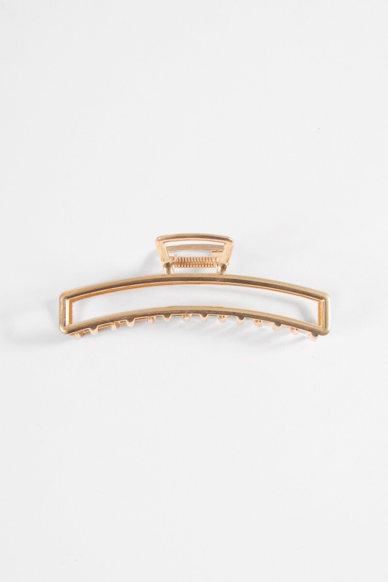 Broche rectangular metálico largo dorado