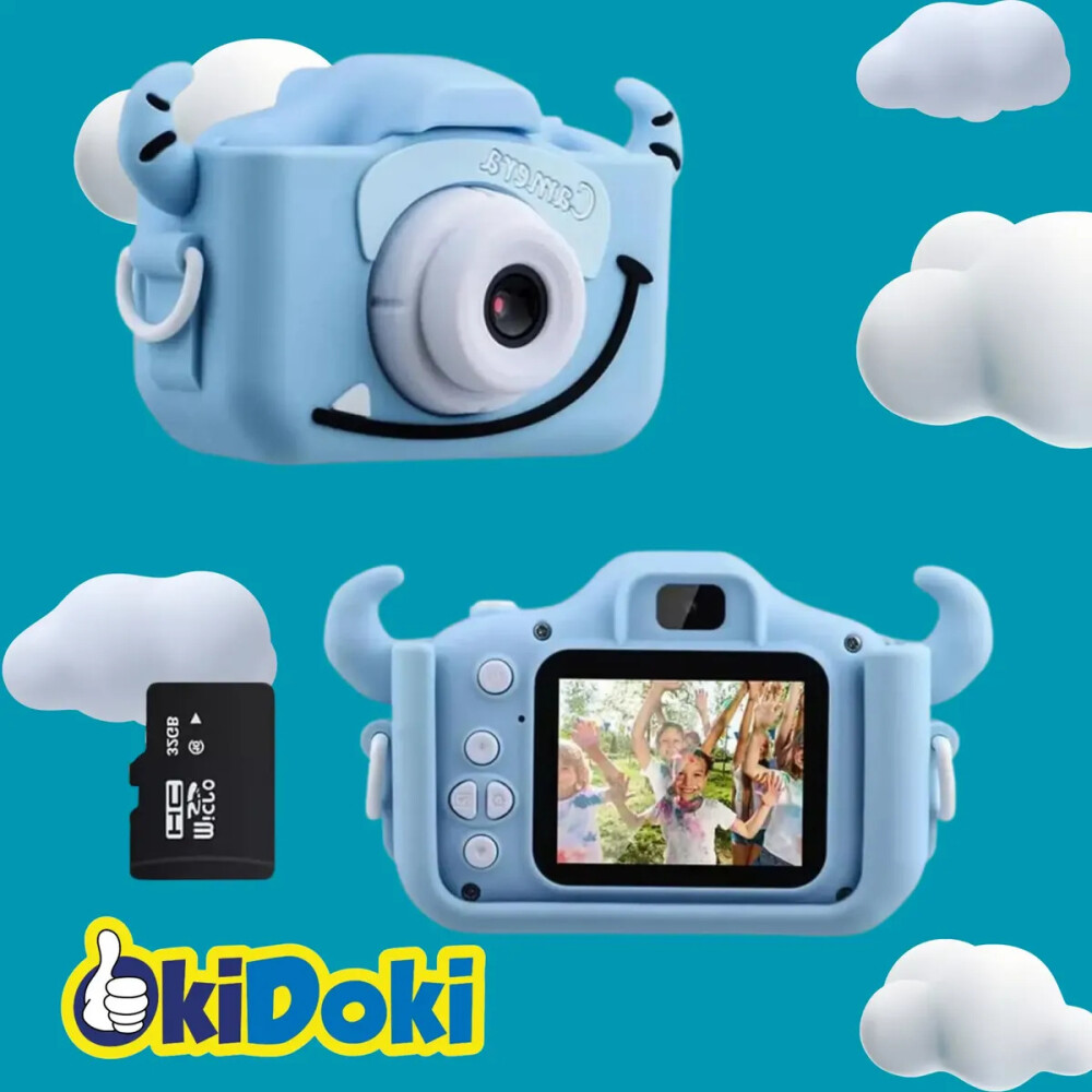 Cámara de fotos infantil con pantalla Azul