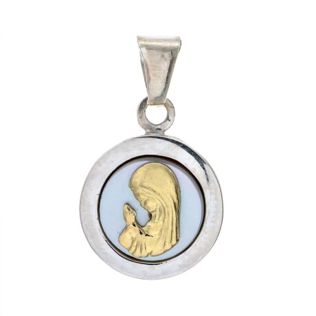 Medalla religiosa de plata 925, double en oro y nácar, VIRGEN NIÑA. Medalla religiosa de plata 925, double en oro y nácar, VIRGEN NIÑA.