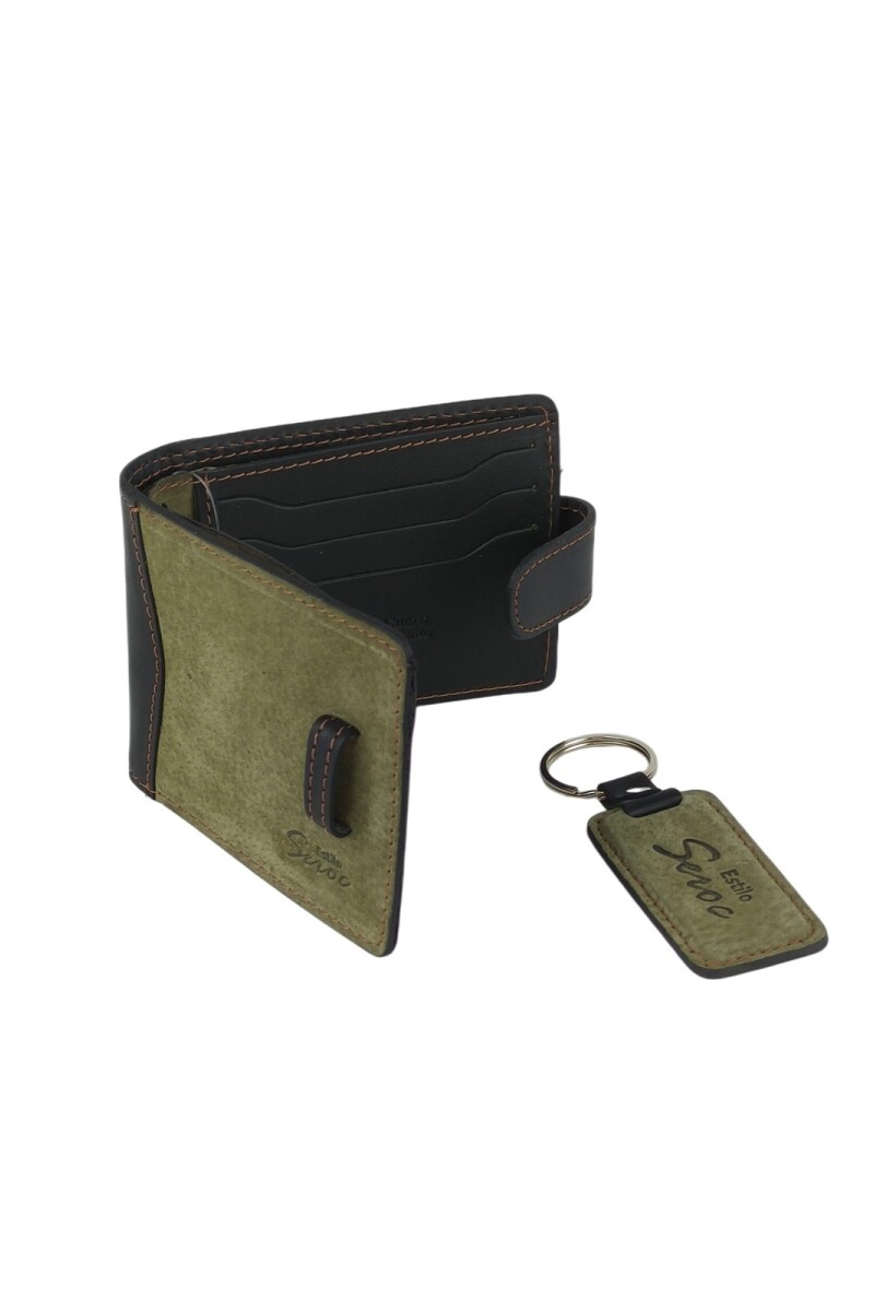 Set de billetra y llavero verde